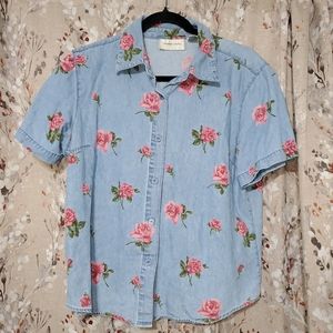 Lemon Grass grannycore 90s 100% cotton denim shirt